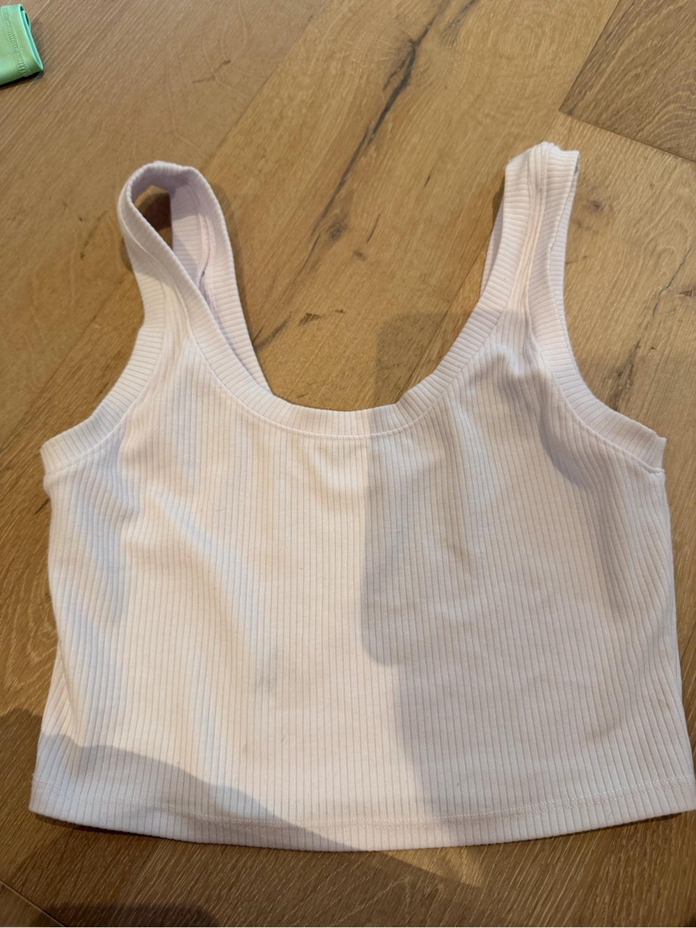 White Ribbed Scoop Neck Crop Tank Top